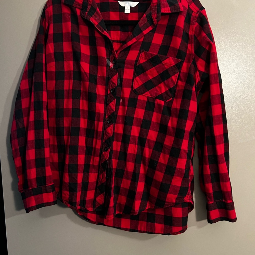 Red and Black Plaid Button Down Shirt